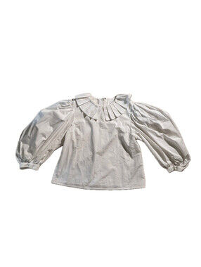 Rejina Pyo Kris Pleated Organic Cotton Poplin Blouse Women's Size Medium